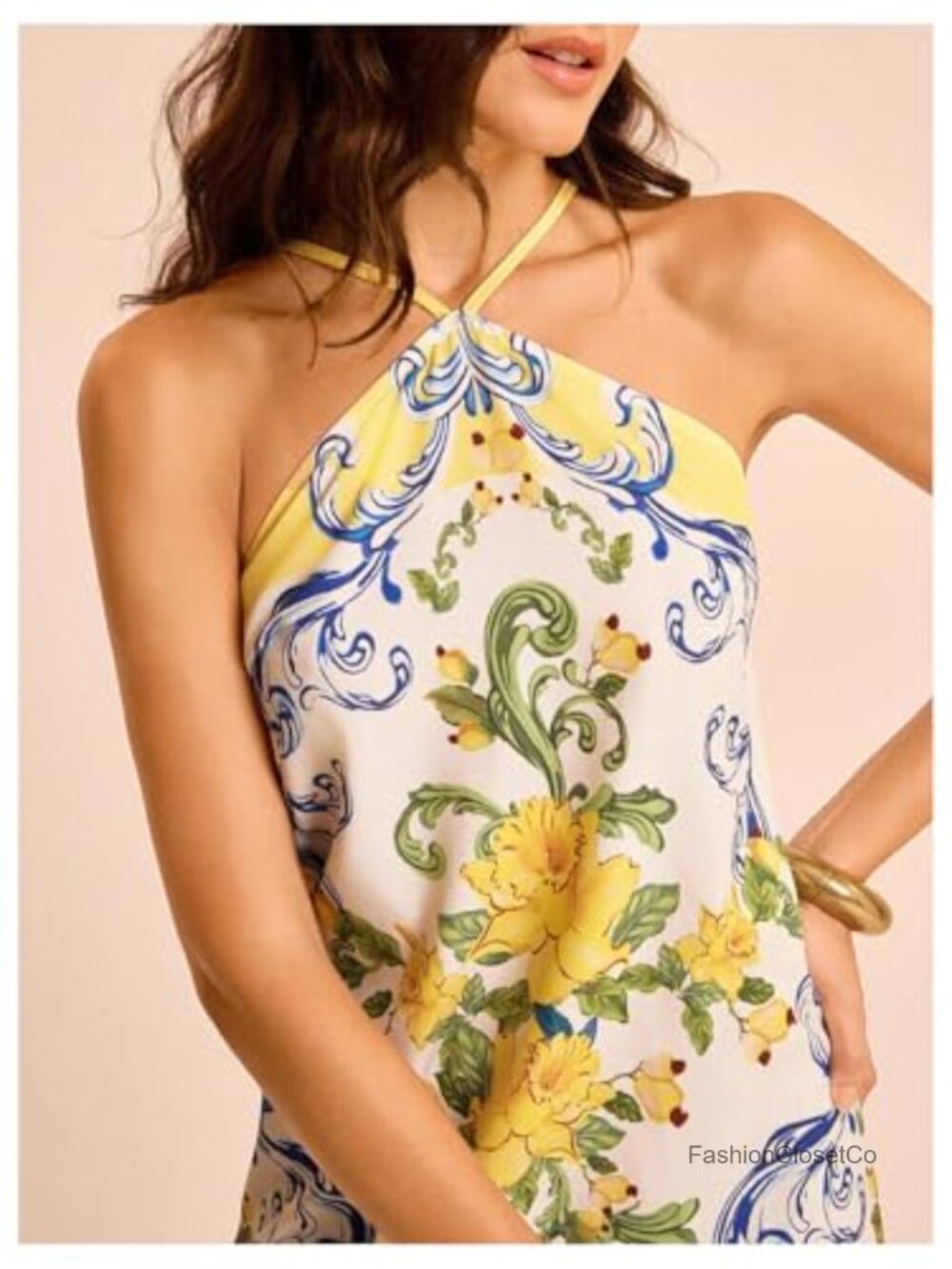 Backless Halter Mini Dress Tropical Summer Vacation Beach Boho - Picture 5 of 6